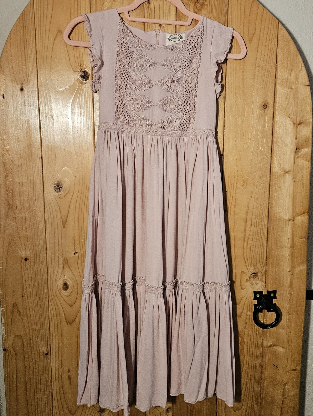 Joyfolie Dusty Rose Crochet Front Maxi Dress, Gilrl's Size 7